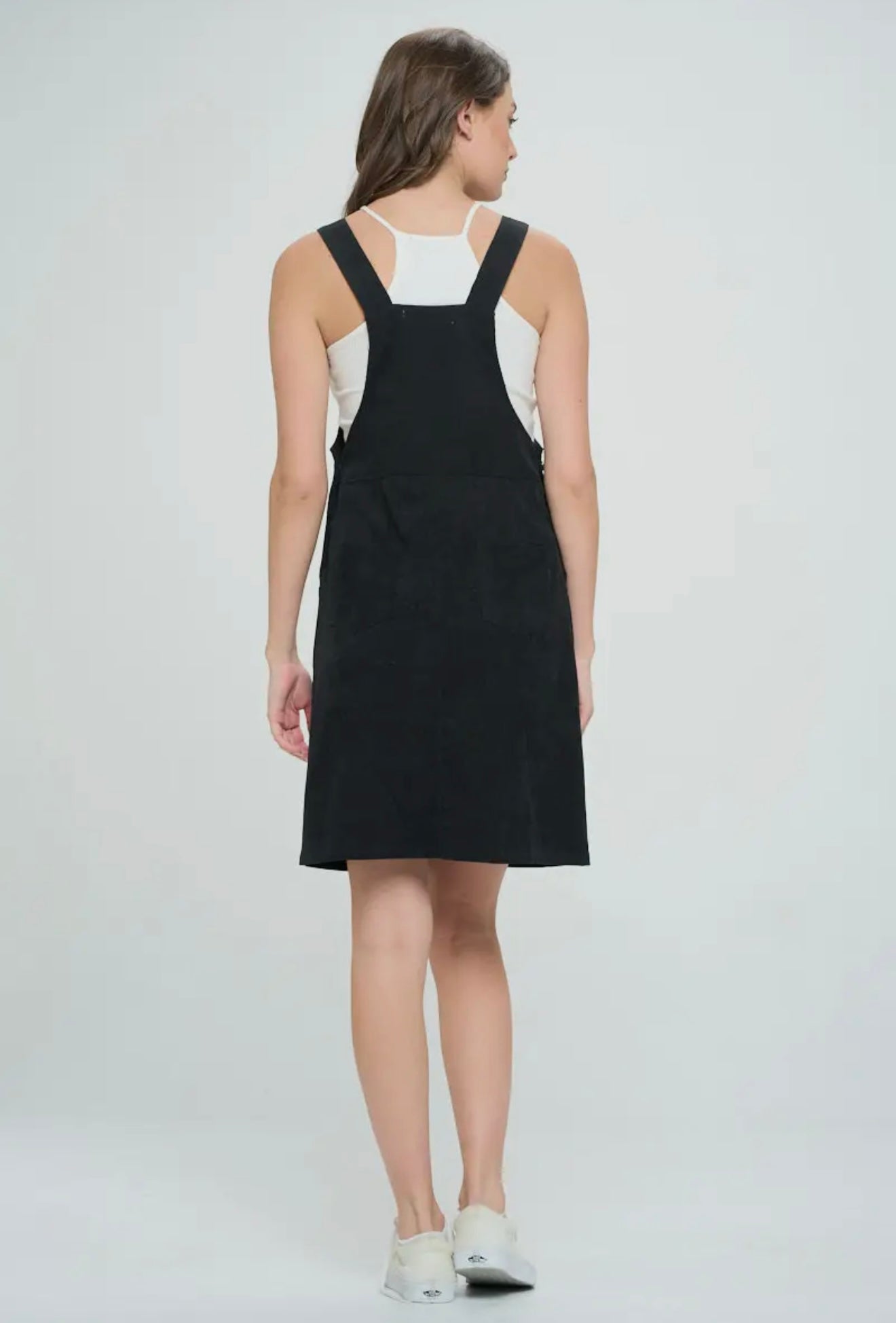 Classic Black Corduroy Overall Dress