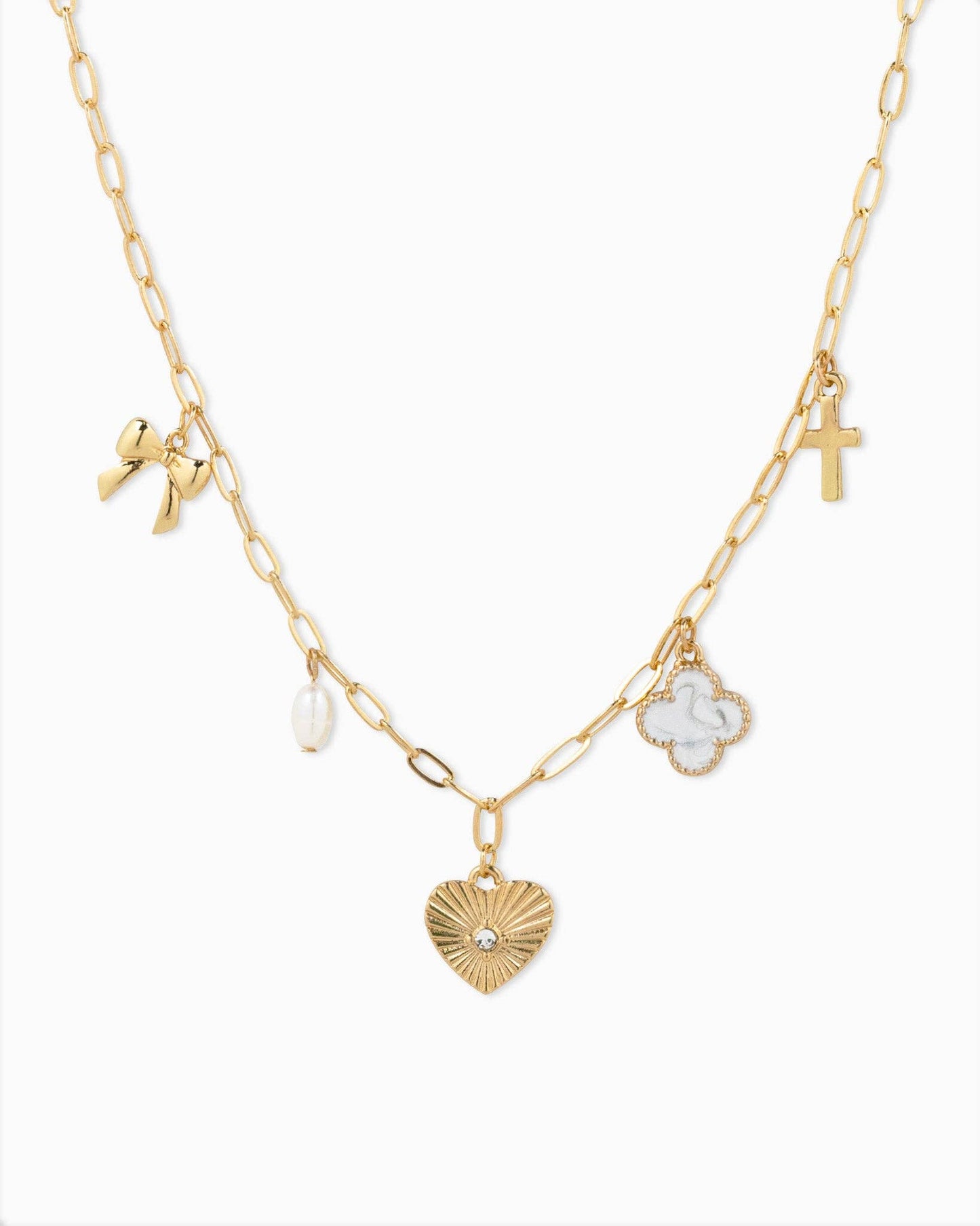 Sunburst Heart Charm Necklace