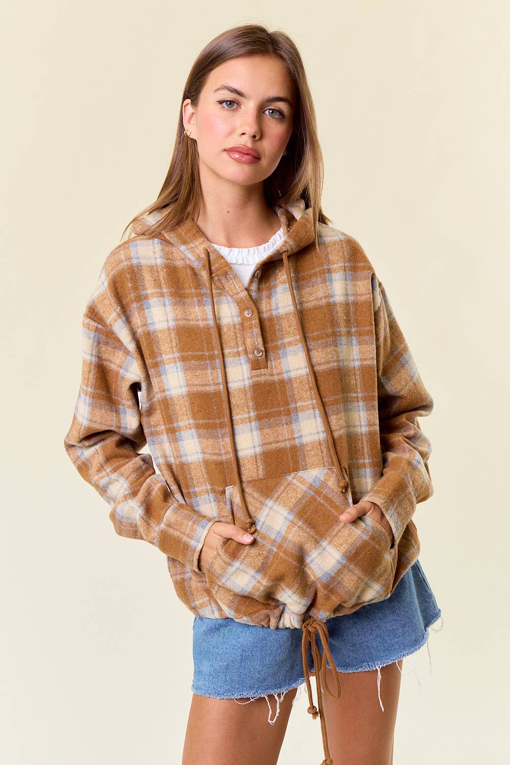 Flannel Plaid Pullover Hoodie