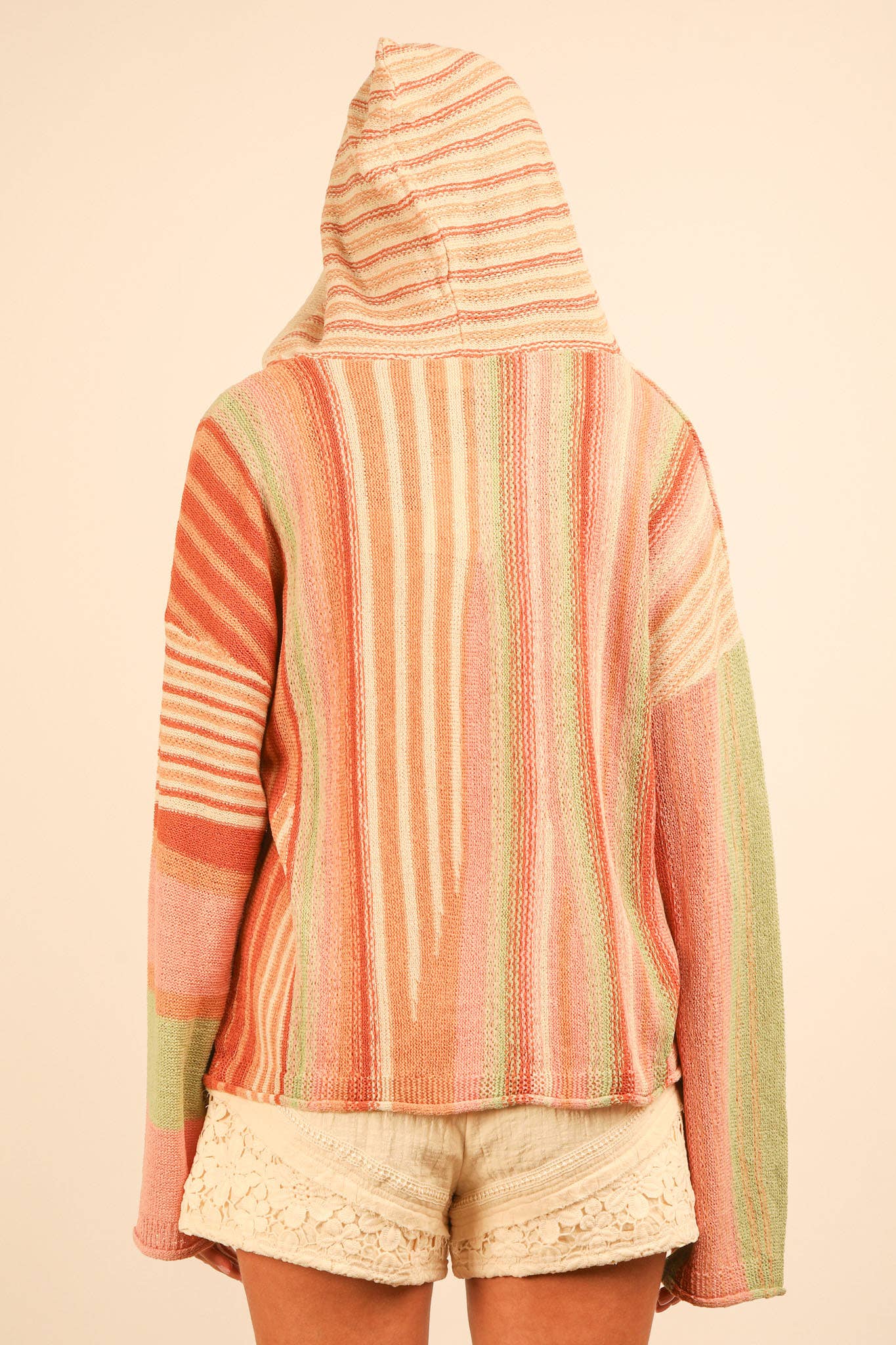 Multi Color Stripe Knit Sweater Hoodie