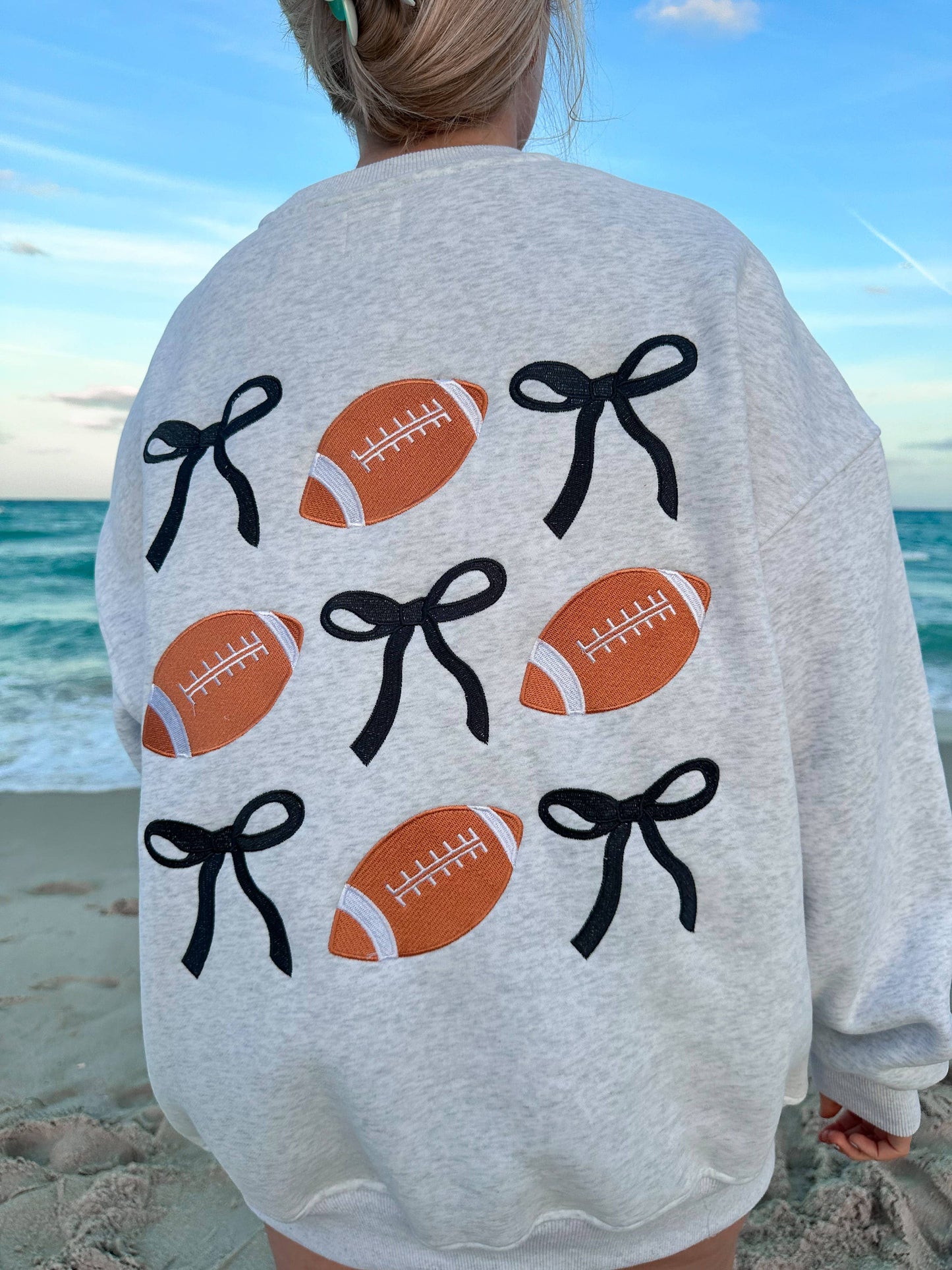 Game Day Football Bows Oversized Sweatshirt