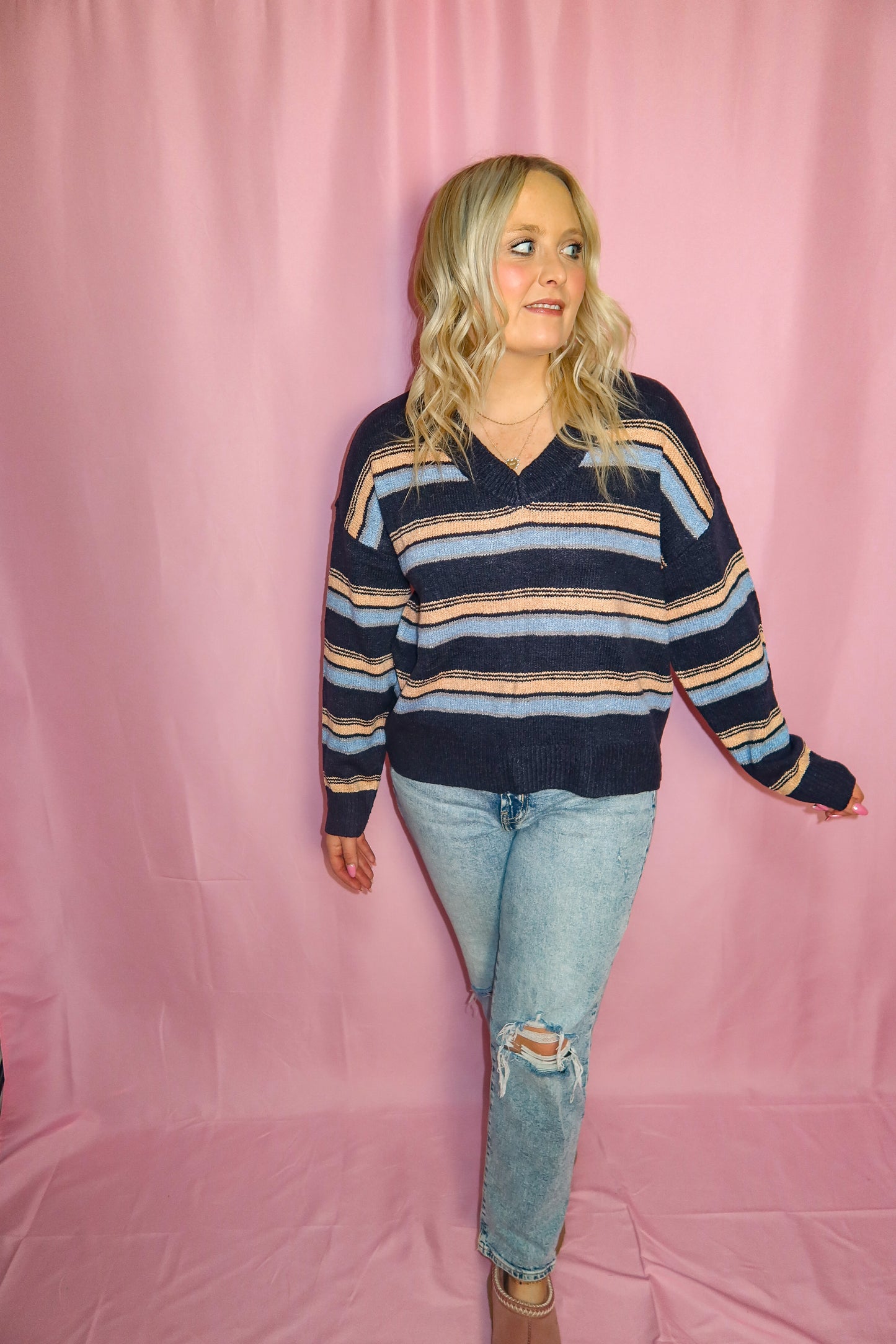 Blue Ridge Stripe Knit Sweater