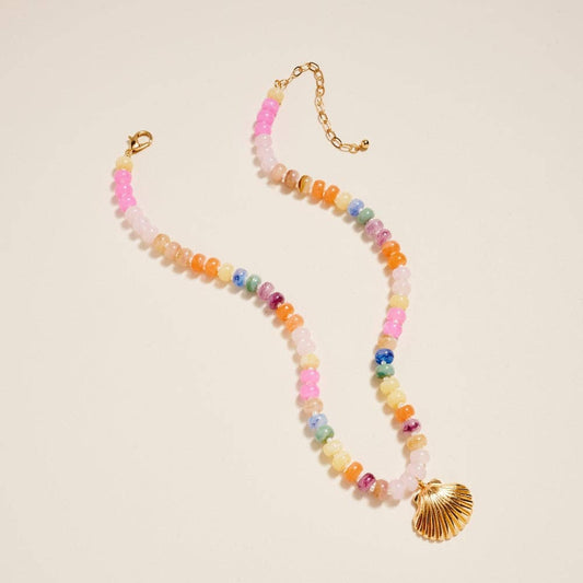 Marbled Beaded Shell Necklace
