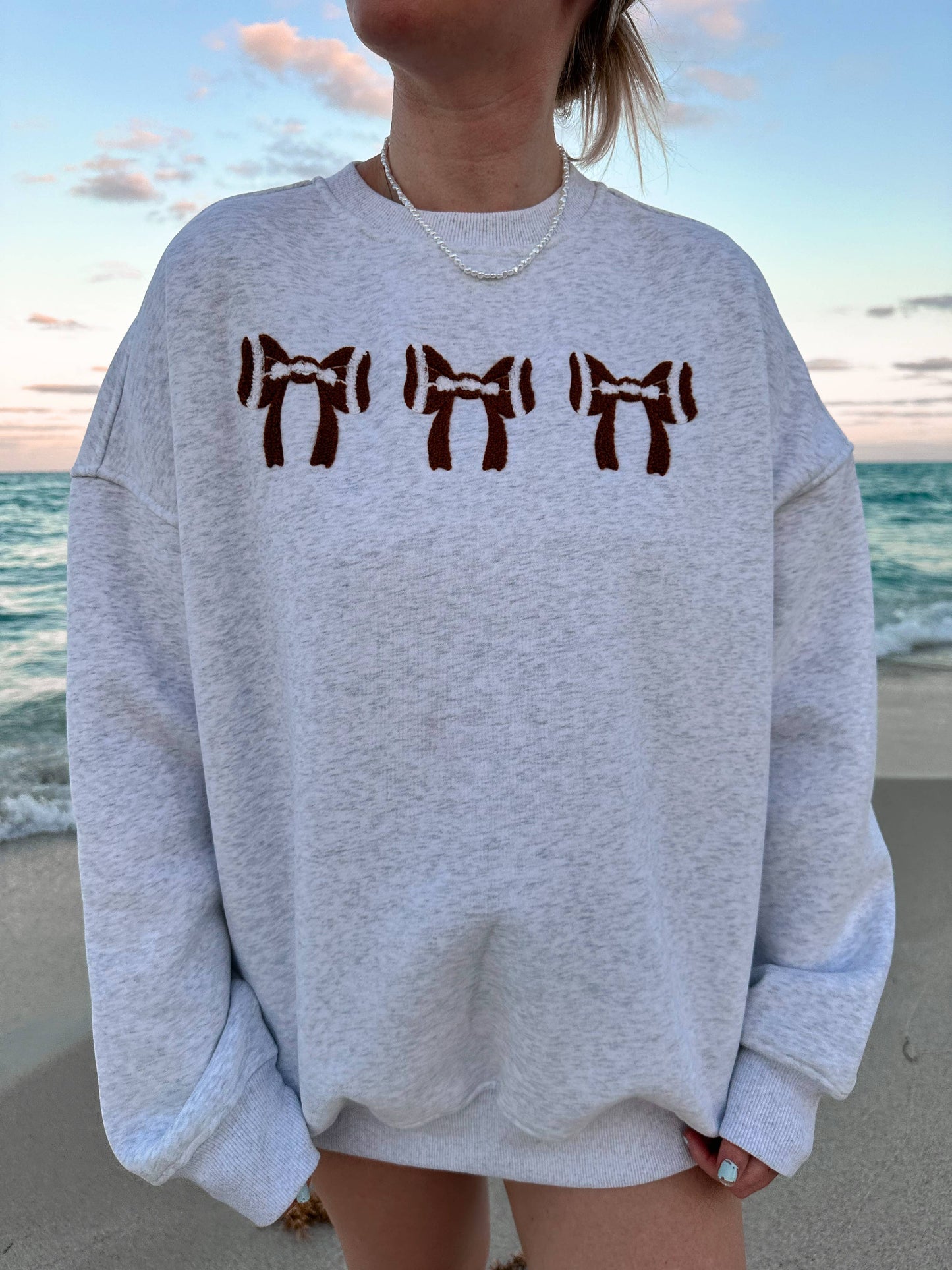 Football Bows Oversized Sweatshirt