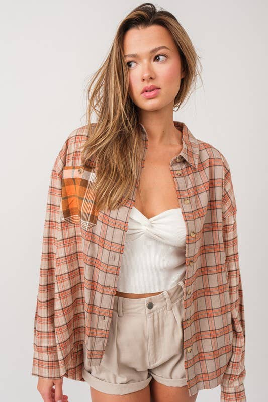 Orange Oversized Flannel