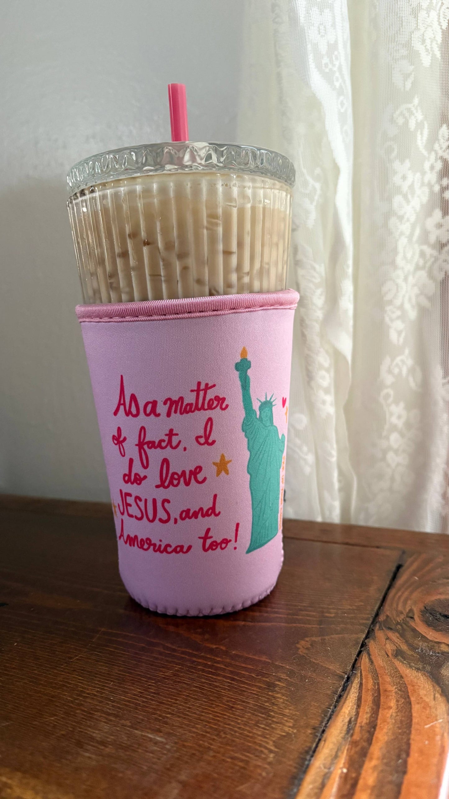 Loves Jesus and America Coffee Coozie