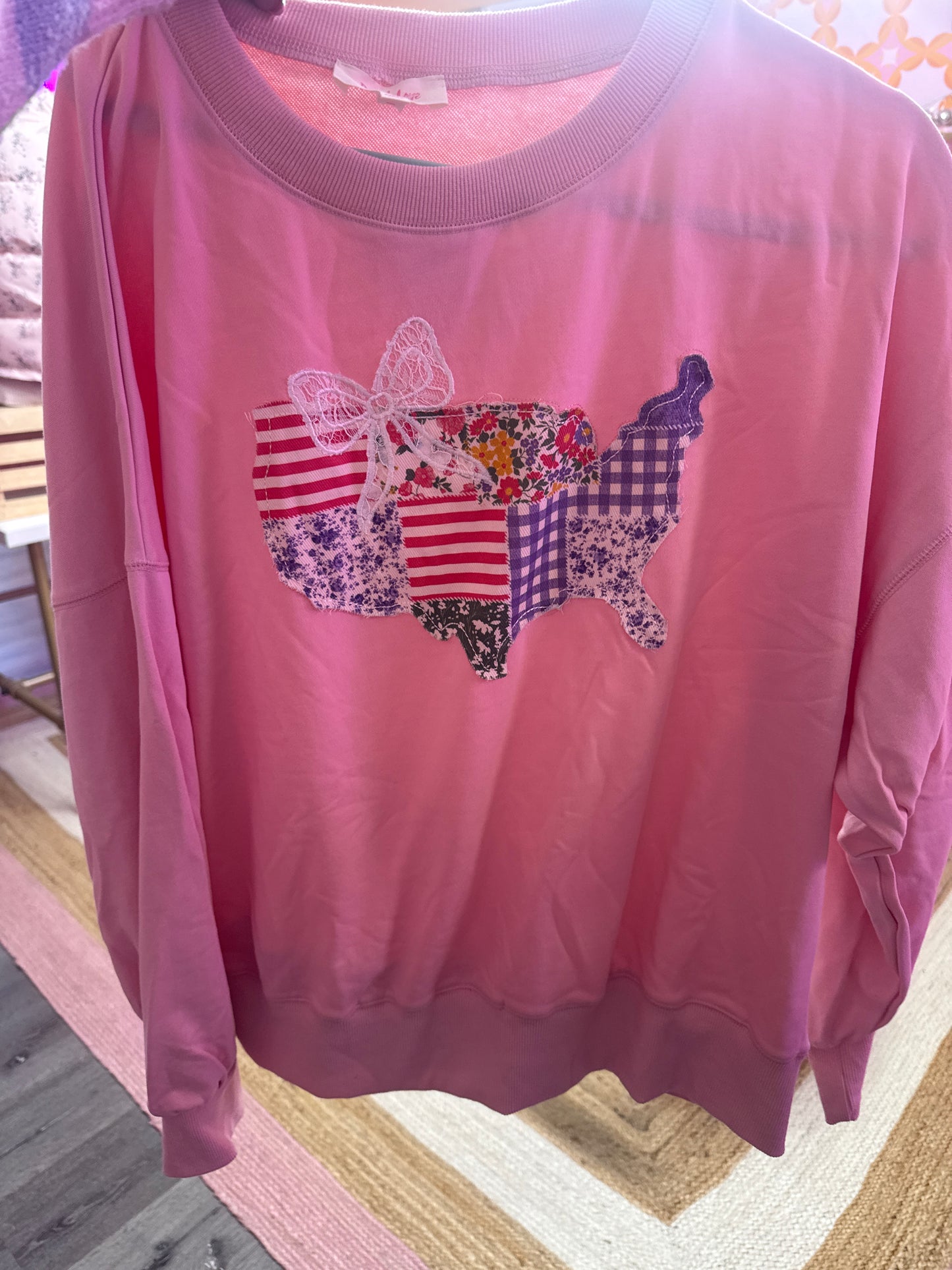 USA Patchwork Crewneck
