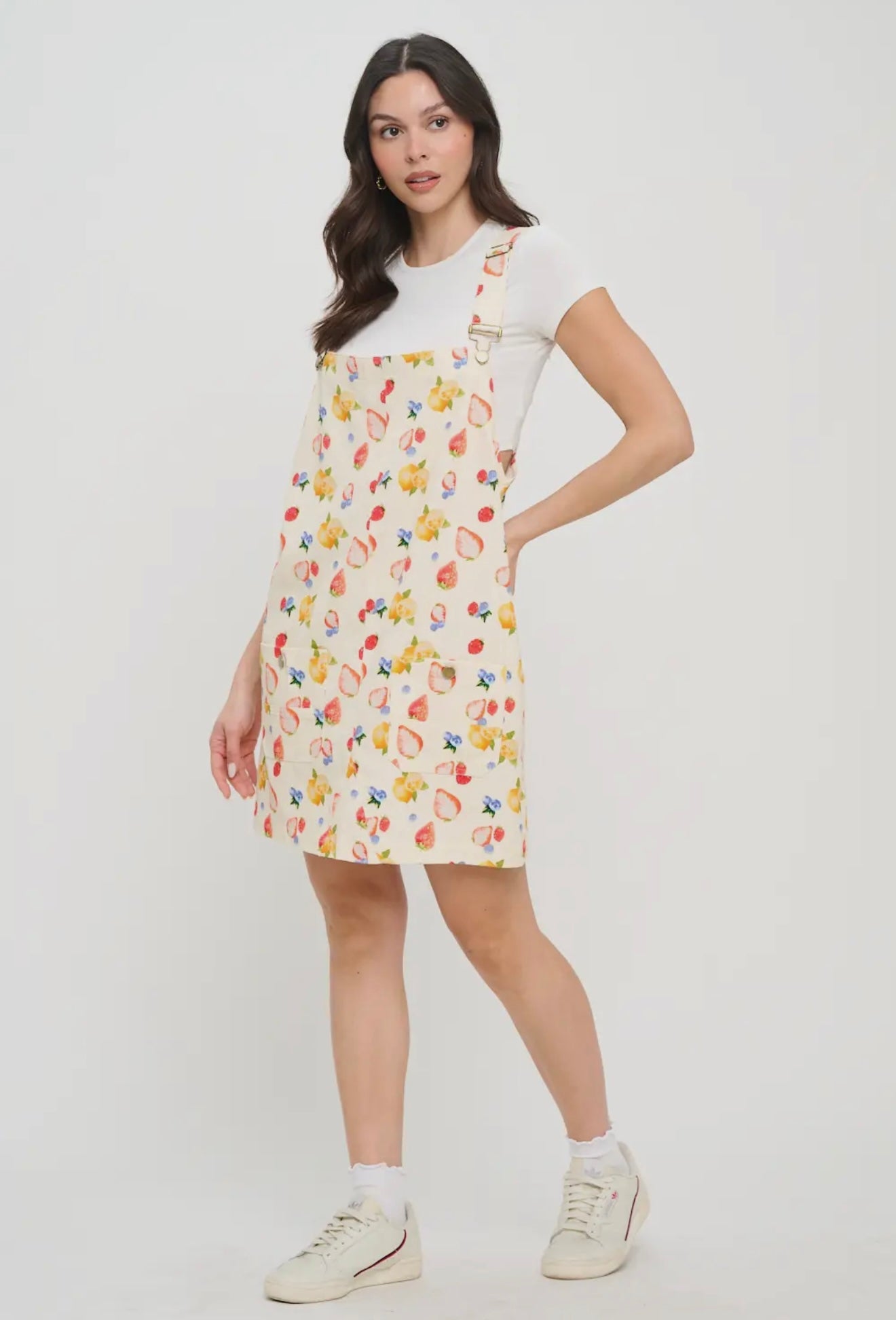 Farmer’s Market Fruit Print Overall Dress