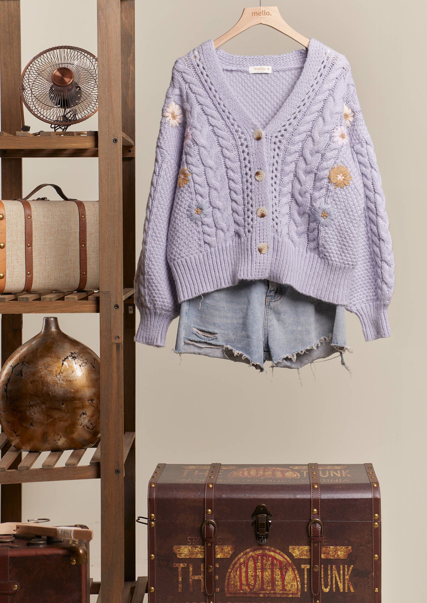 Lavender Cable Knit Cardigan