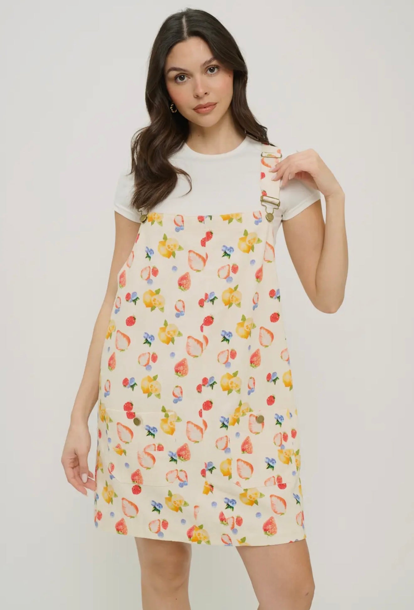Farmer’s Market Fruit Print Overall Dress