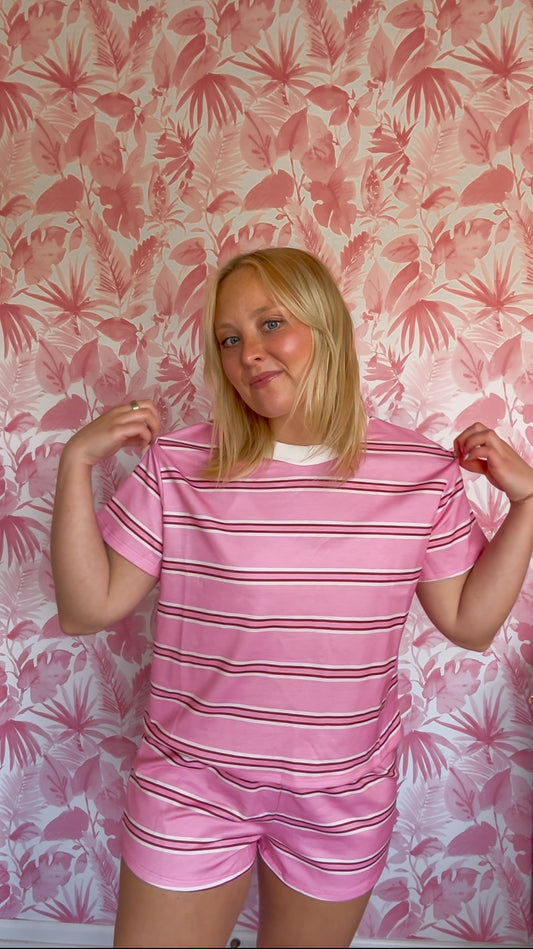 Sunset Blush Striped Shorts