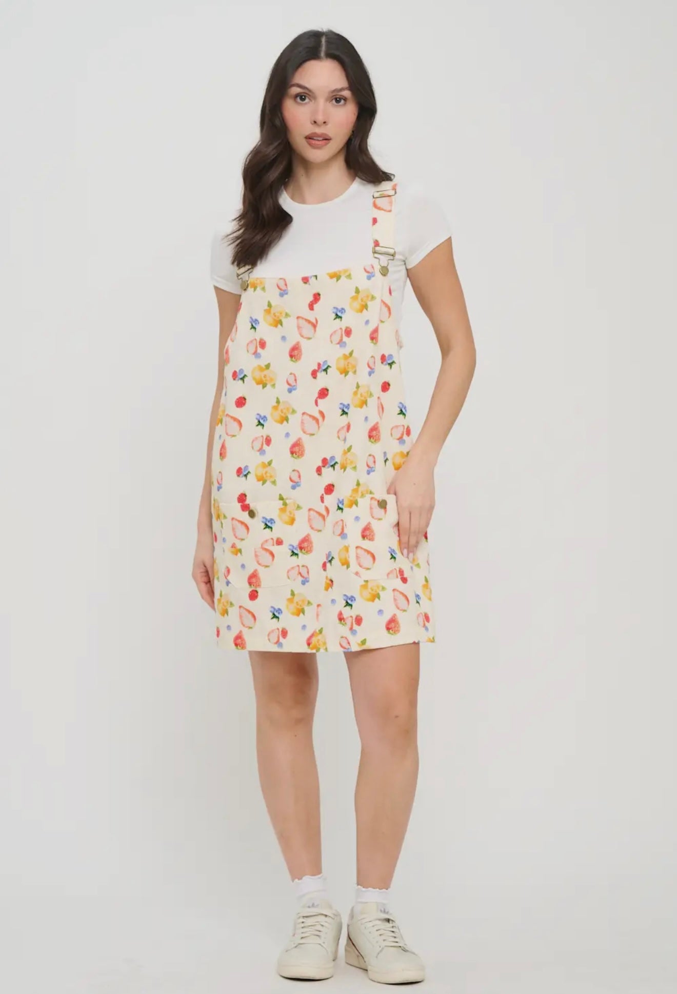Farmer’s Market Fruit Print Overall Dress