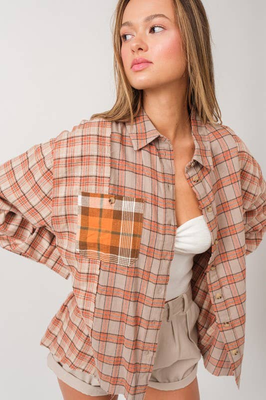 Orange Oversized Flannel