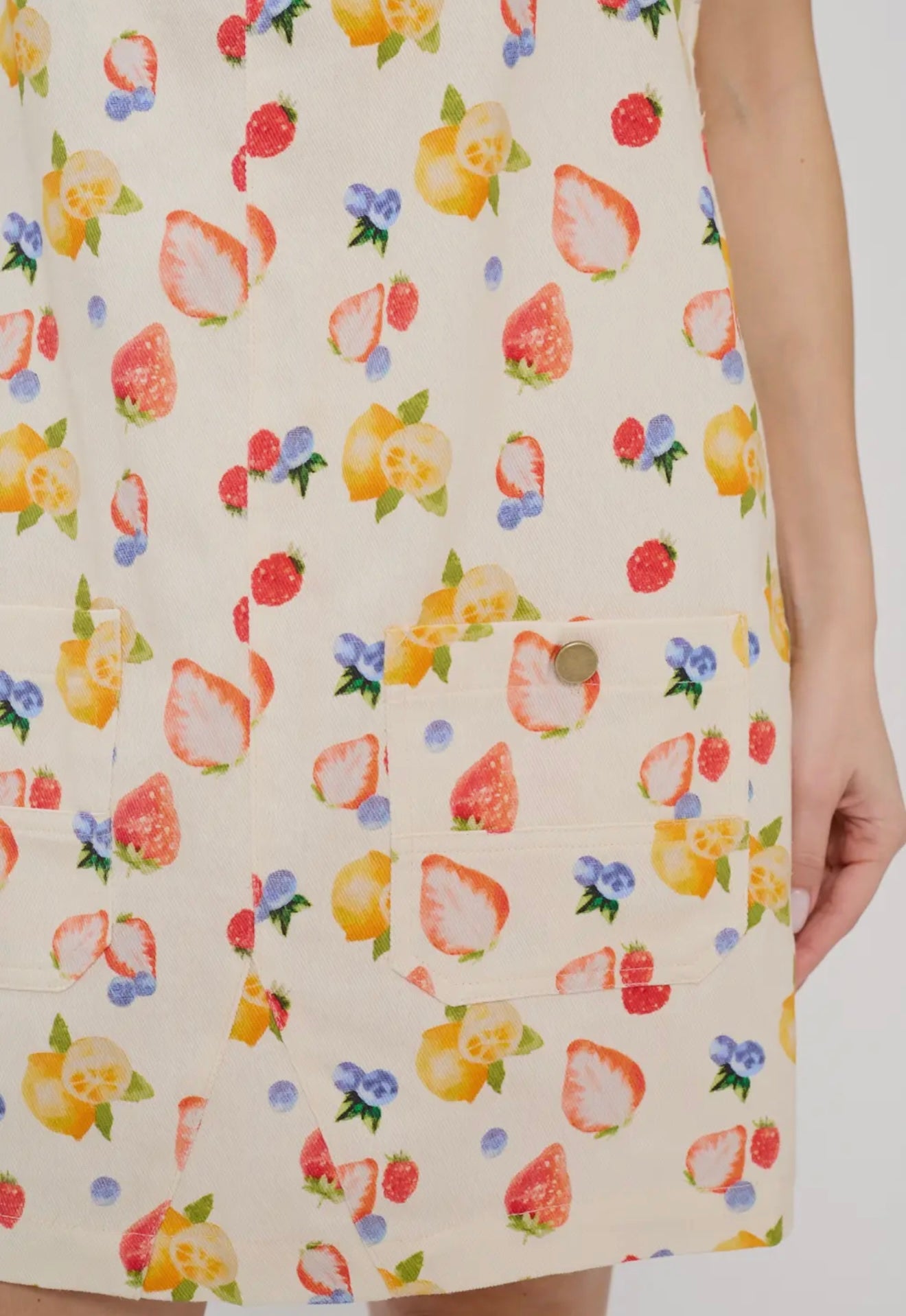 Farmer’s Market Fruit Print Overall Dress