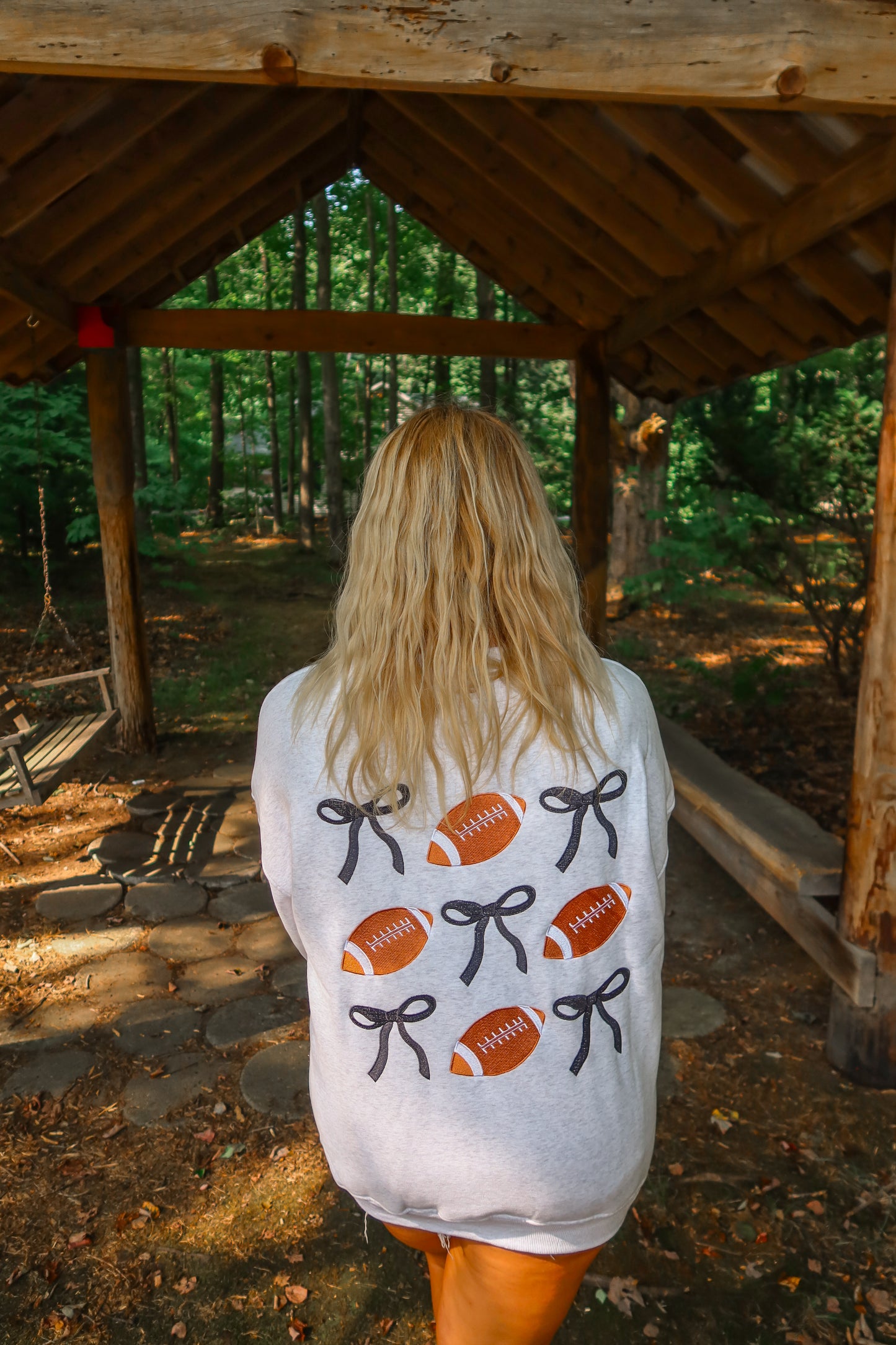 Game Day Football Bows Oversized Sweatshirt