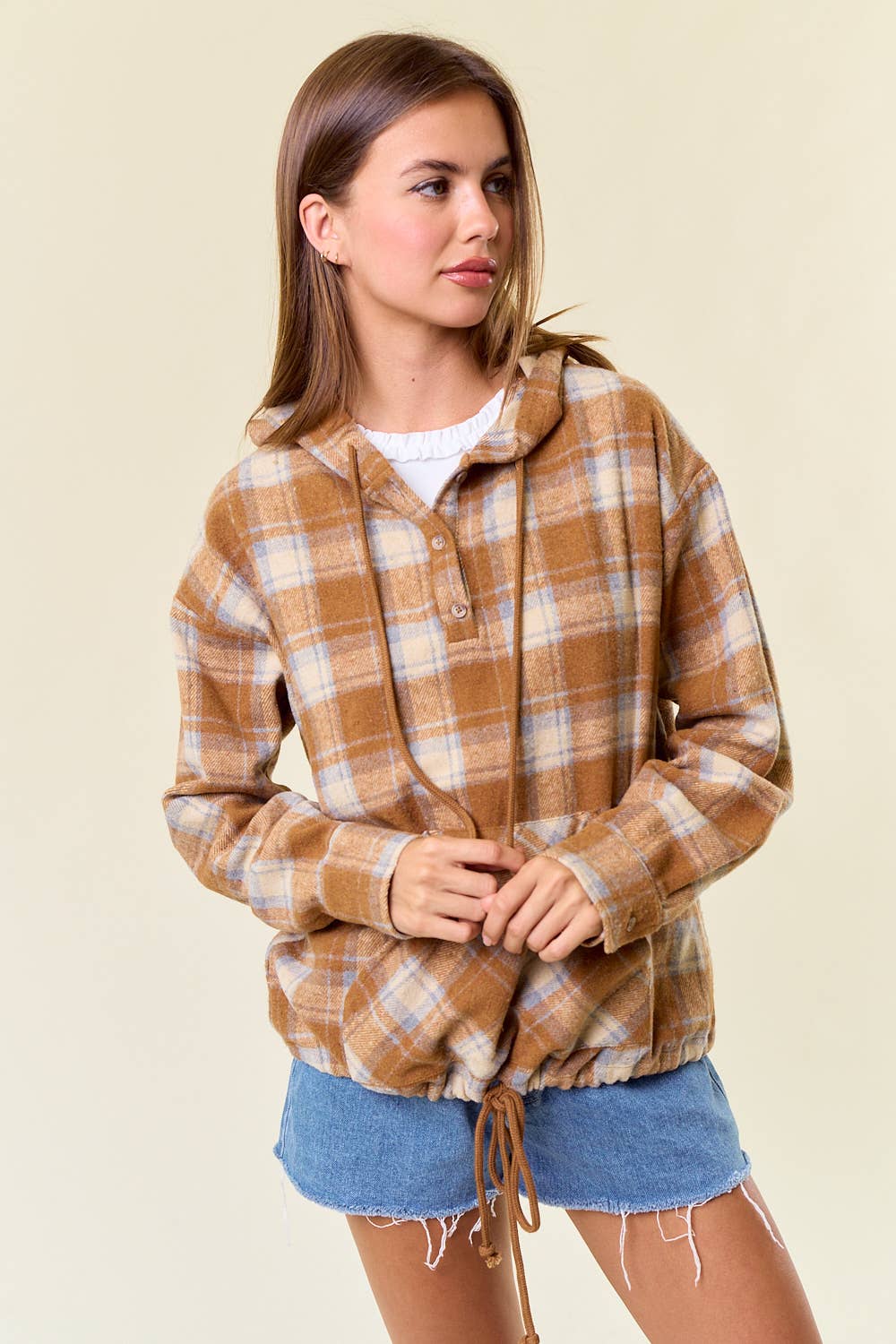 Flannel Plaid Pullover Hoodie