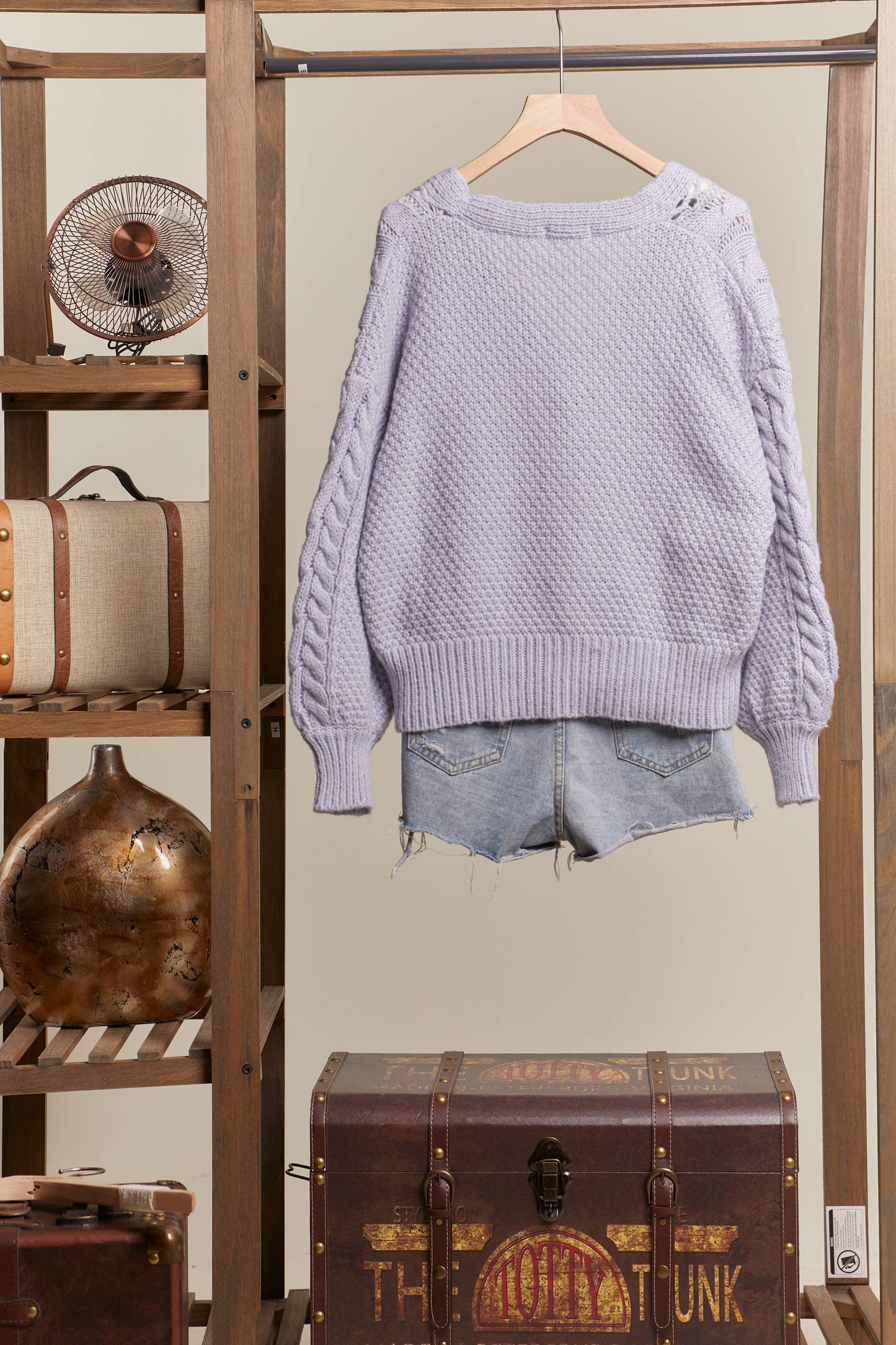 Lavender Cable Knit Cardigan