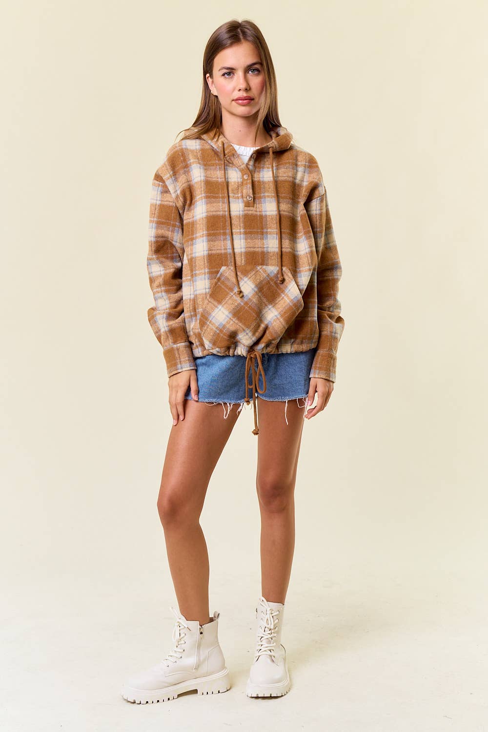 Flannel Plaid Pullover Hoodie
