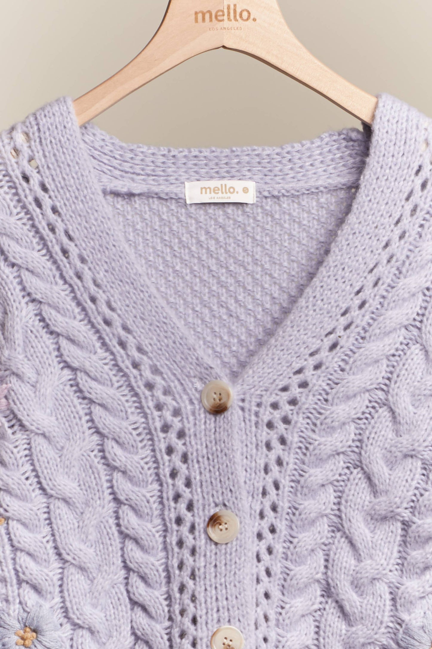 Lavender Cable Knit Cardigan