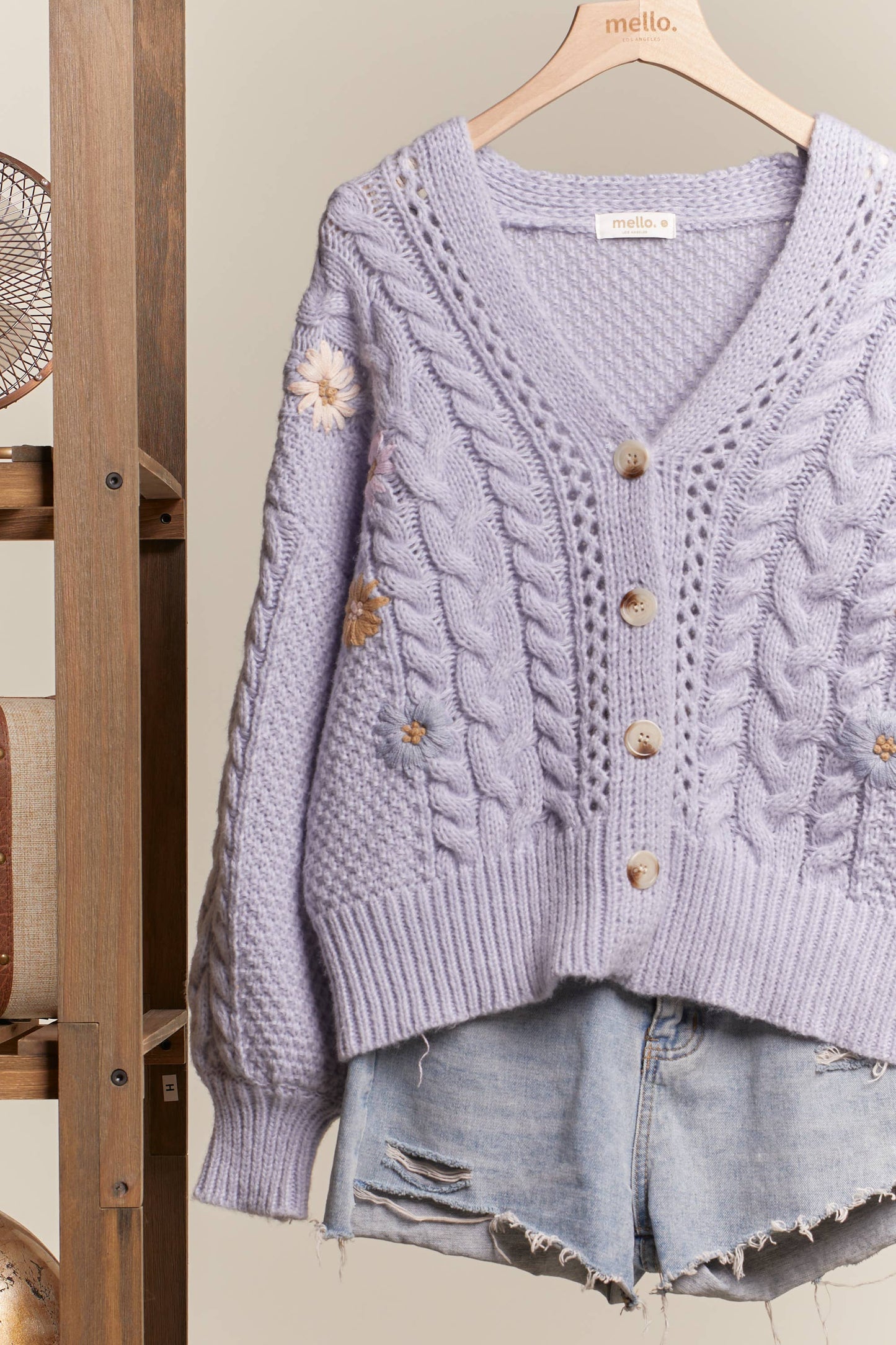 Lavender Cable Knit Cardigan