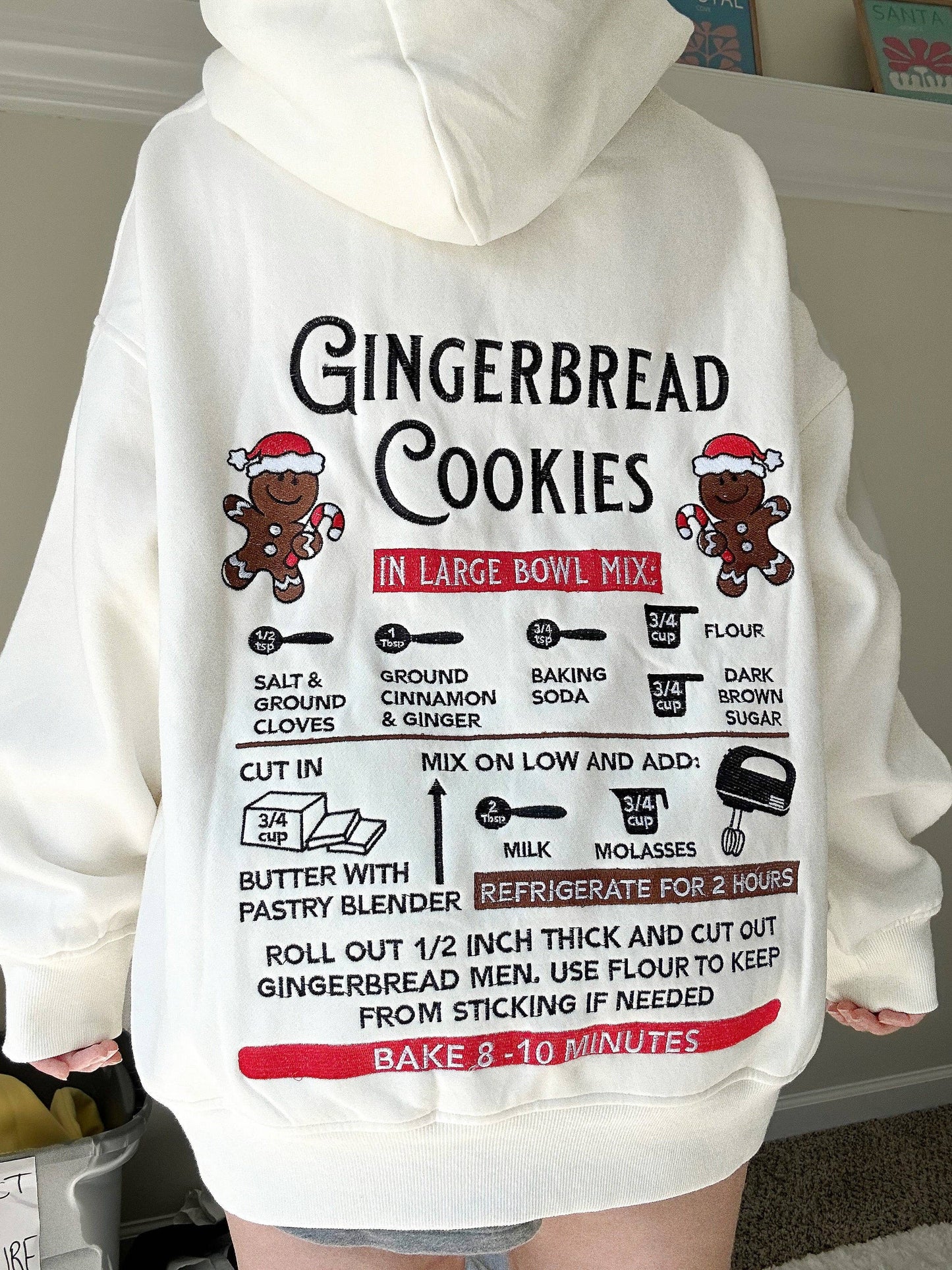 Gingerbread Cookie Recipe Embroider Hoodie