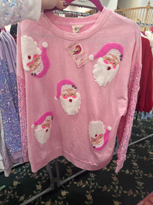 Velvet Sequin Santa Christmas Pullover