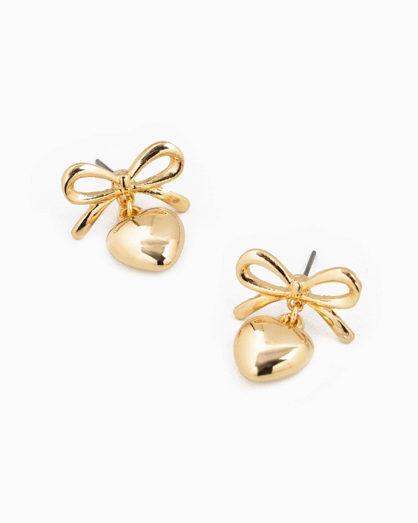 Bow Heart Drop Earrings