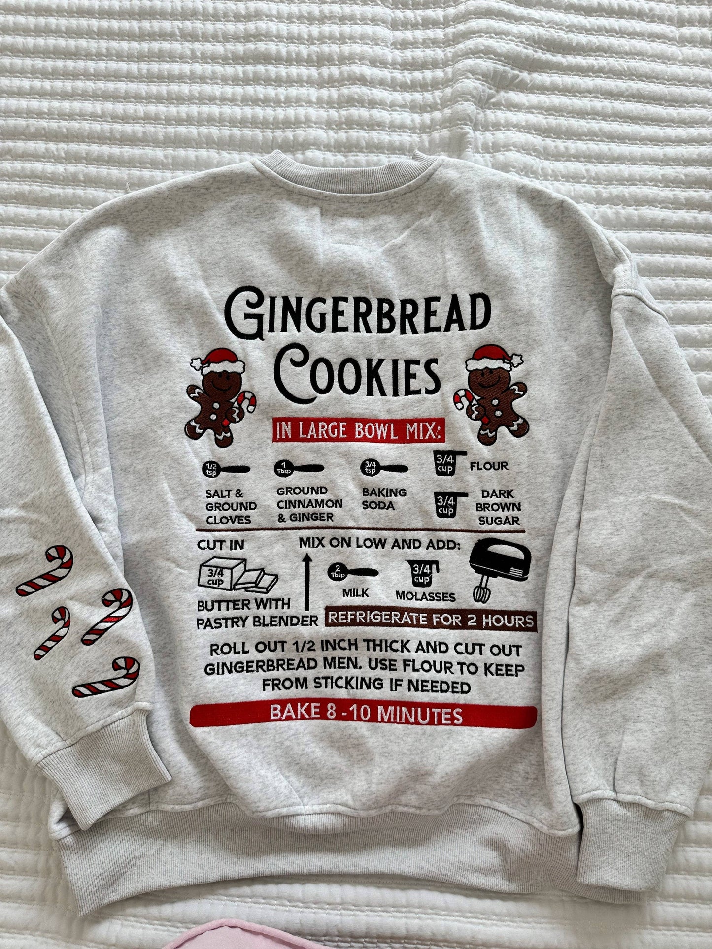 Gingerbread Recipe Christmas Embroider Sweatshirt