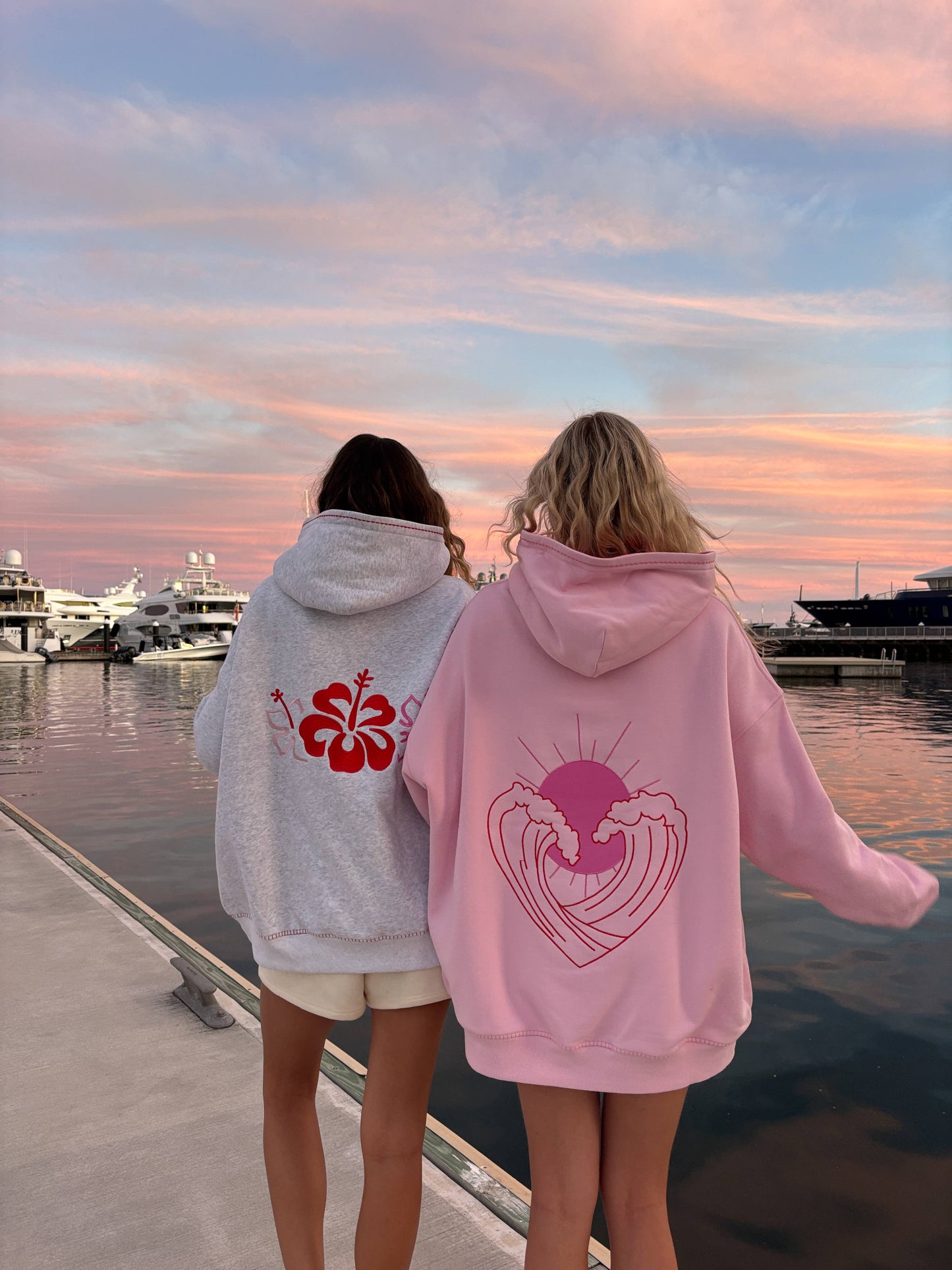 Ocean Heart Embroidered Oversized Hoodie