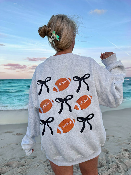 Game Day Football Bows Oversized Sweatshirt