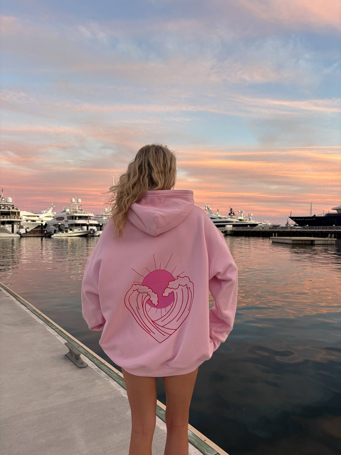 Ocean Heart Embroidered Oversized Hoodie