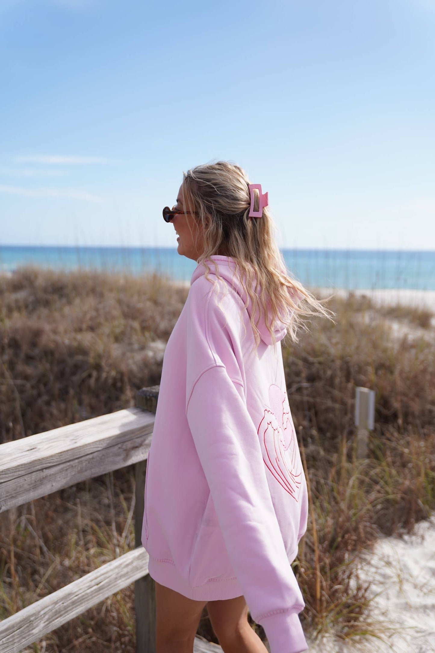 Ocean Heart Embroidered Oversized Hoodie