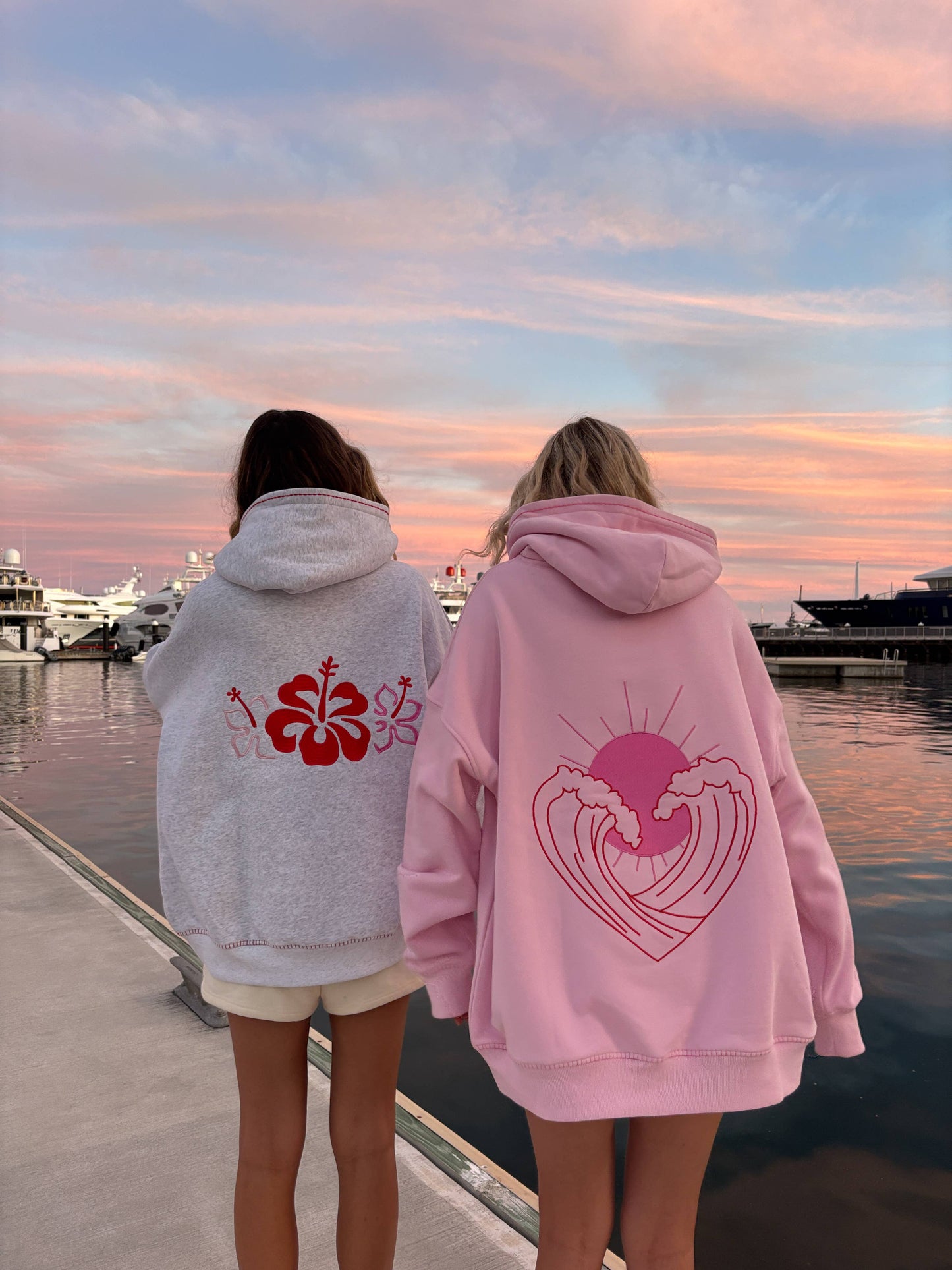 Ocean Heart Embroidered Oversized Hoodie