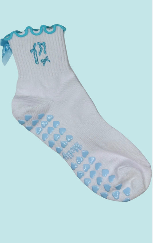 Blue Bow Grippy socks