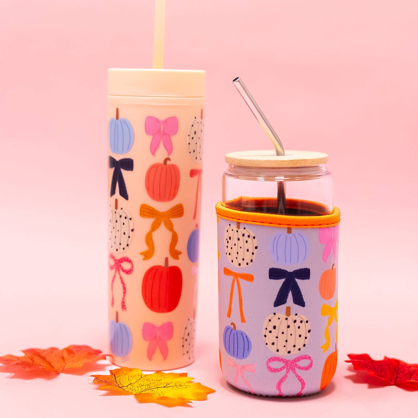 Pumpkins & Bows coffee coozie