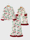 Holiday Bow Print Christmas Pajama Set with Faux Fur Trim