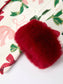 Holiday Bow Print Christmas Pajama Set with Faux Fur Trim