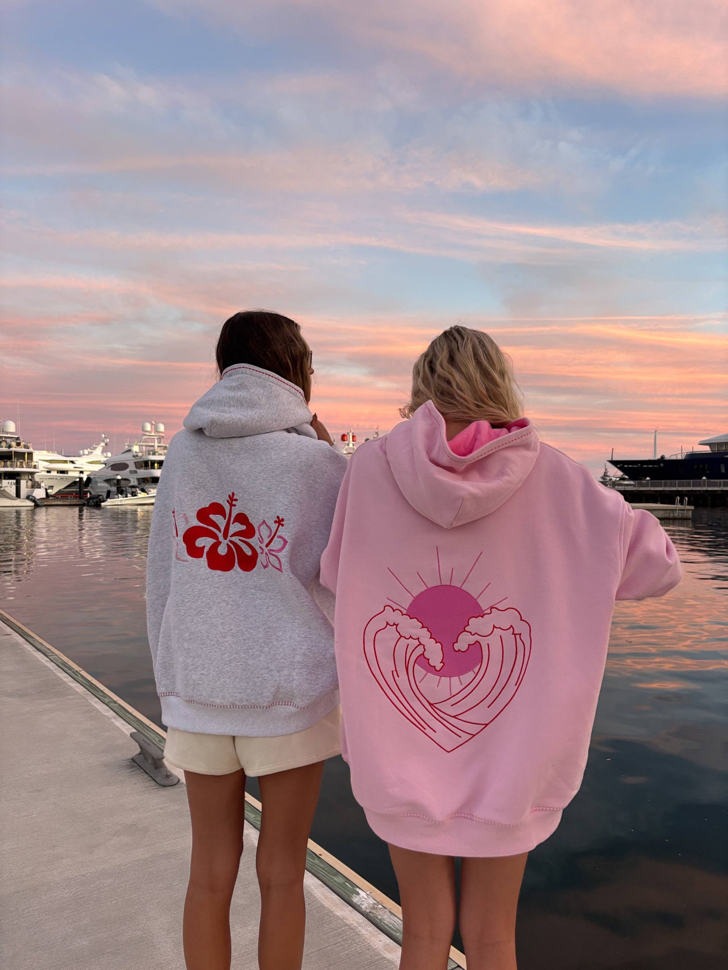 Ocean Heart Embroidered Oversized Hoodie