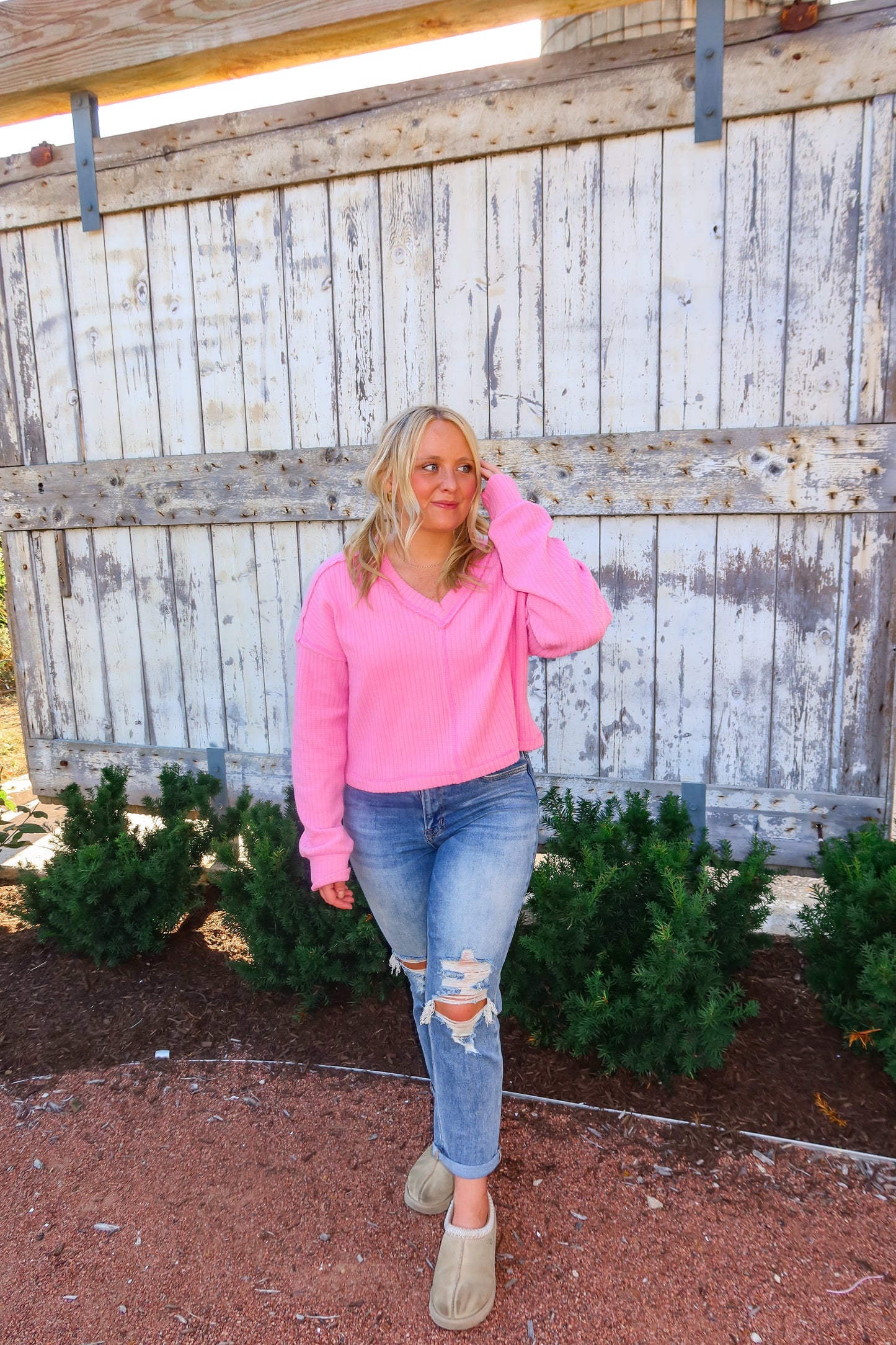 Pink Sky V-neck Top