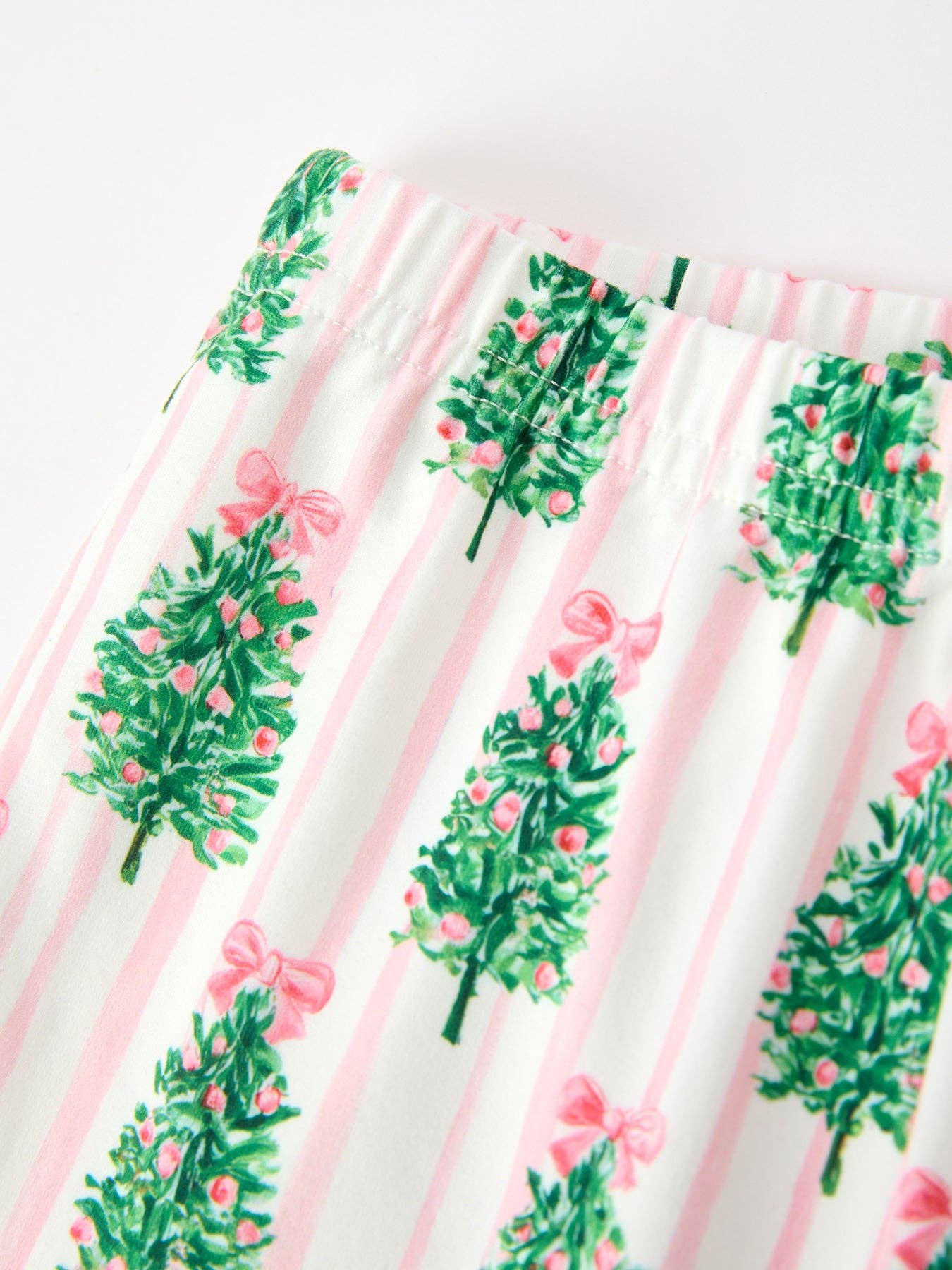 Christmas Tree Print Pajama Set with Faux Fur Trim