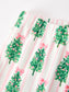 Christmas Tree Print Pajama Set with Faux Fur Trim