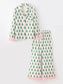 Christmas Tree Print Pajama Set with Faux Fur Trim