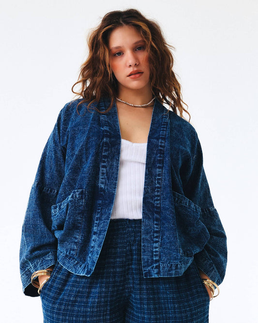 Indigo Denim Kimono Women Jacket