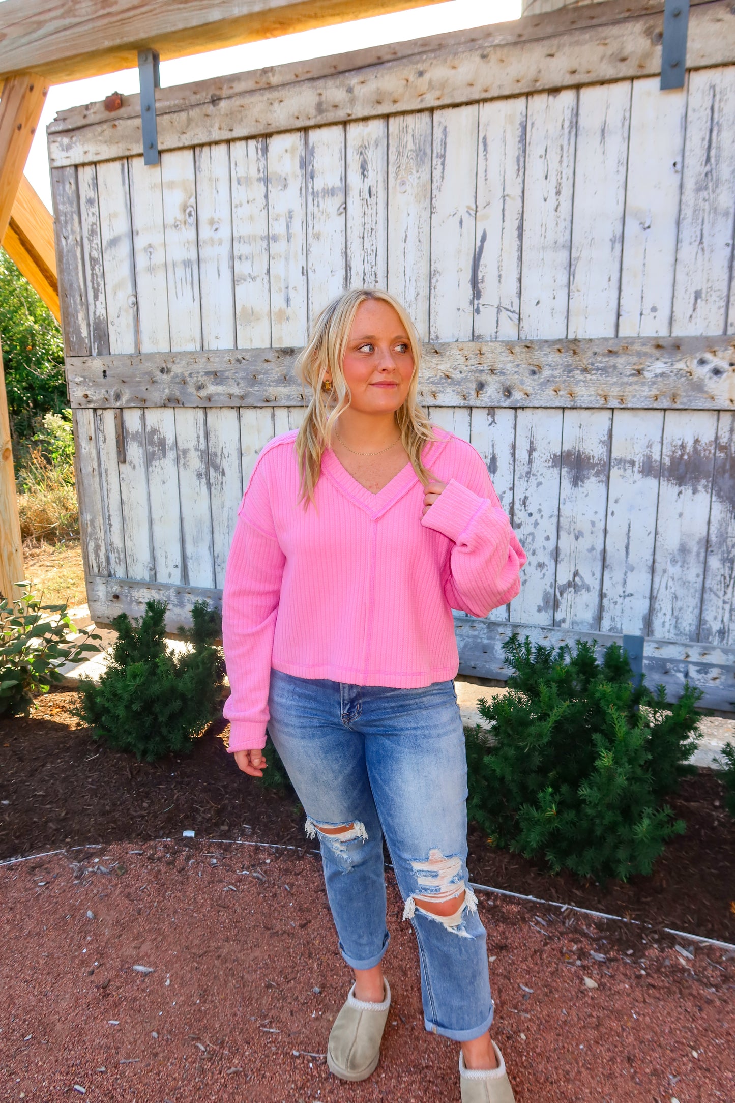 Pink Sky V-neck Top