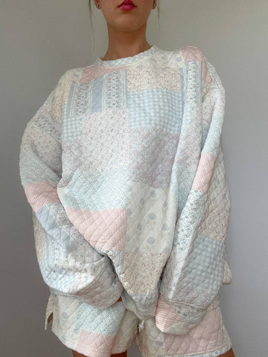 Shades Of Blue Quilted Pastel Sweatshirt