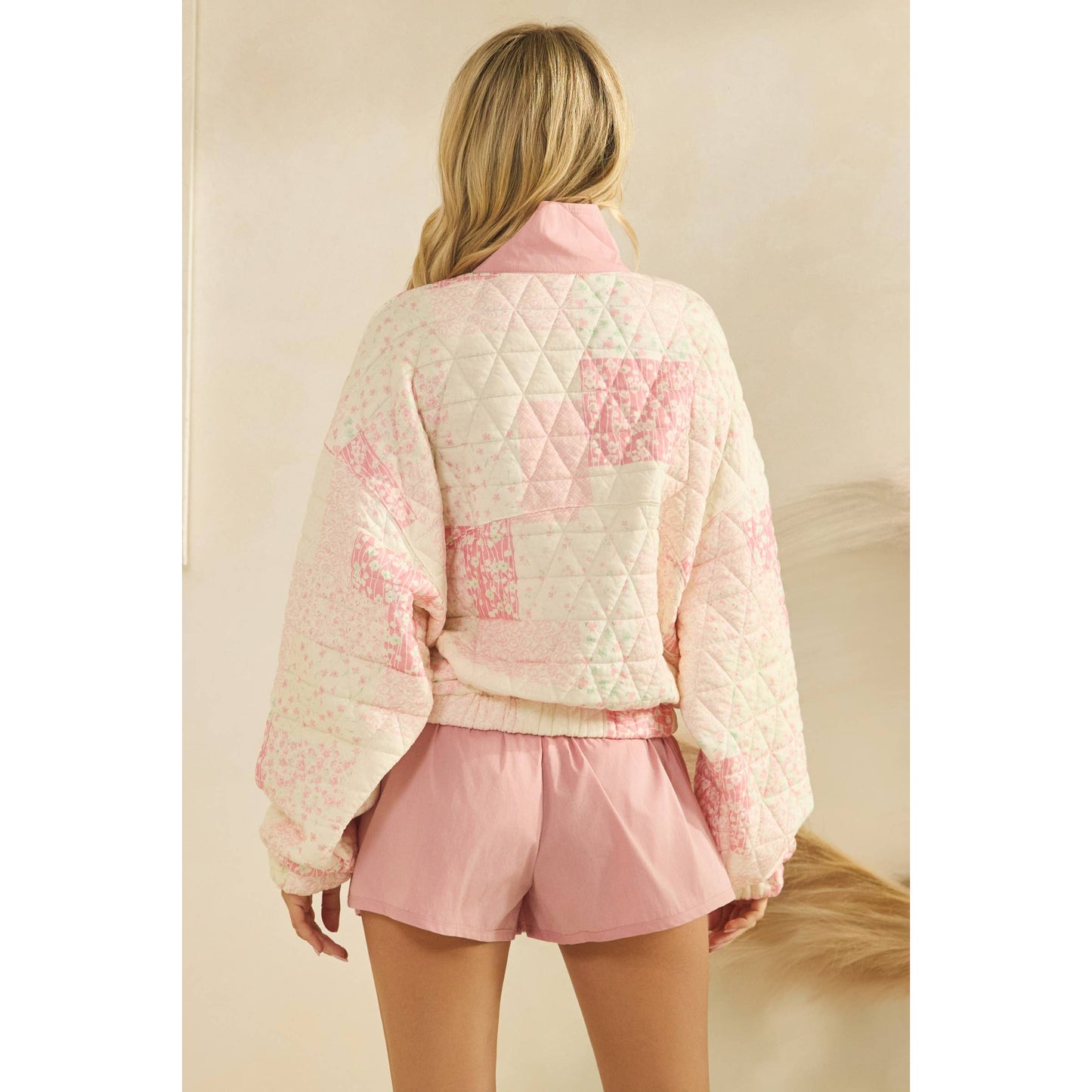 Pink Horizon Quilted Quarter Zip