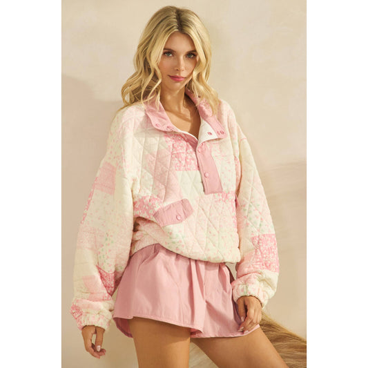Pink Horizon Quilted Quarter Zip
