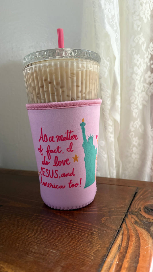 Loves Jesus and America Coffee Coozie
