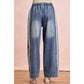 Washed Lace Denim Pants