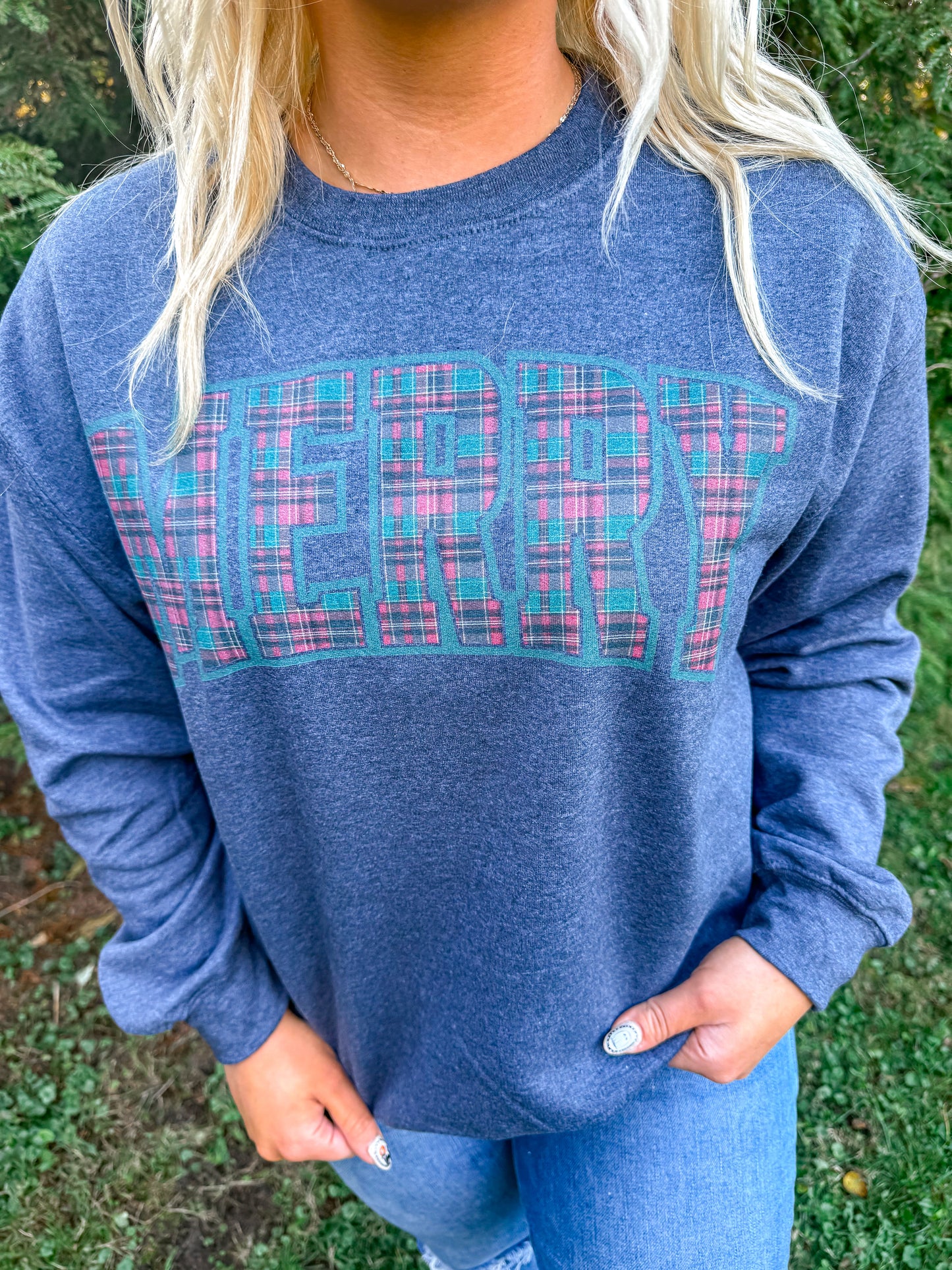 Plaid Merry Sweatshirt